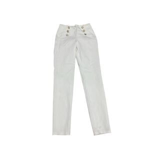 Calzedonia L white skinny nautical button embellished high waisted stretch euc